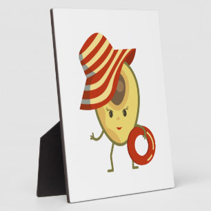 Avocado Beach Girl mit Sonnenmütze und Schwimmring Fotoplatte