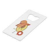 Avocado Beach Girl mit Sonnenmütze und Schwimmring Geldbeutel Flaschenöffner (Vorderseite Schrägansicht)