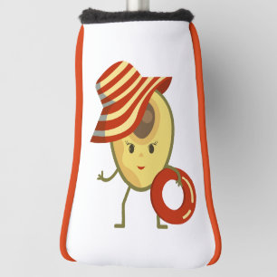 Avocado Beach Girl mit Sonnenmütze und Schwimmring Golf Headcover