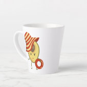 Avocado Beach Girl mit Sonnenmütze und Schwimmring Milchtasse (Linke Ecke)