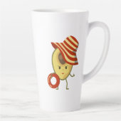 Avocado Beach Girl mit Sonnenmütze und Schwimmring Milchtasse (Rechts)