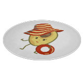 Avocado Beach Girl mit Sonnenmütze und Schwimmring Schneidebrett (Ecke)