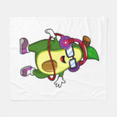 Avocado bei Musik mit Kopfhörer Fleecedecke (Vorderseite (Horizontal))