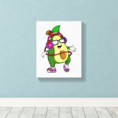 Avocado bei Musik mit Kopfhörer Leinwanddruck (Insitu (Holzboden))