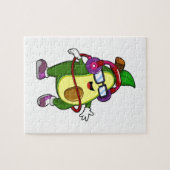 Avocado bei Musik mit Kopfhörer Puzzle (Horizontal)