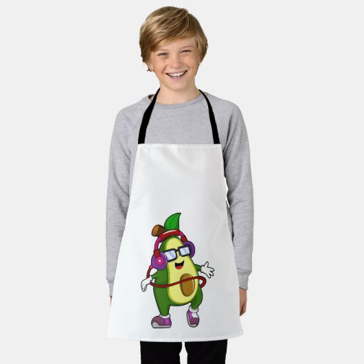 Avocado bei Musik mit Kopfhörer Schürze (Getragen)