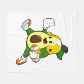 Avocado beim Fußballsport Fleecedecke (Vorderseite (Horizontal))