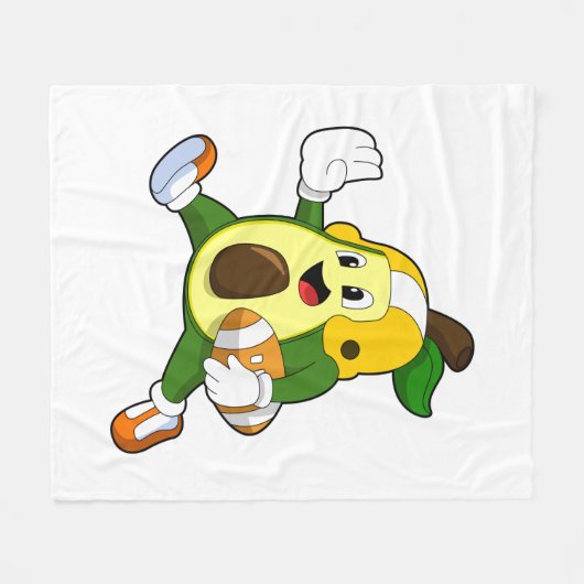 Avocado beim Fußballsport Fleecedecke (Vorderseite (Horizontal))