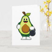 Avocado beim Krafttraining mit Dumbells Karte (Gelbe Blume)