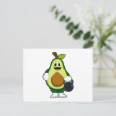 Avocado beim Krafttraining mit Dumbells Postkarte (Stehend Vorderseite)