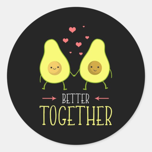 Avocado Better Together Runder Aufkleber (Vorderseite)