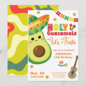 Avocado Birthday Fiesta Party Kids Green Red Einladung (Vorne/Hinten)