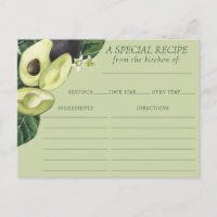 Avocado Blüten | Dark Green Rustic Recicard