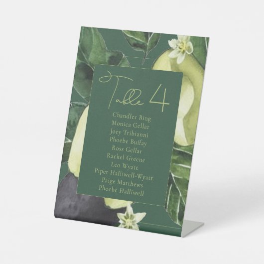 Avocado Blüten | Dunkelgrüne rustikale Sitzbezeich Sockelschild (Vorderseite)