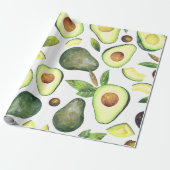 Avocado Blüten | Dunkelgrünes rustikales Fruchtmus Geschenkpapier (Ungerollt)
