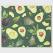 Avocado Blüten | Dunkelgrünes rustikales Fruchtmus Geschenkpapier (Flach)