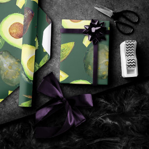 Avocado Blüten   Dunkelgrünes rustikales Fruchtmus Geschenkpapier