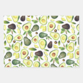 Avocado Blüten | Dunkelgrünes rustikales Fruchtmus Geschenkpapier Set (Vorderseite)