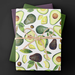 Avocado Blüten   Dunkelgrünes rustikales Fruchtmus Geschenkpapier Set