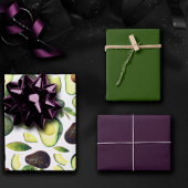 Avocado Blüten | Dunkelgrünes rustikales Fruchtmus Geschenkpapier Set