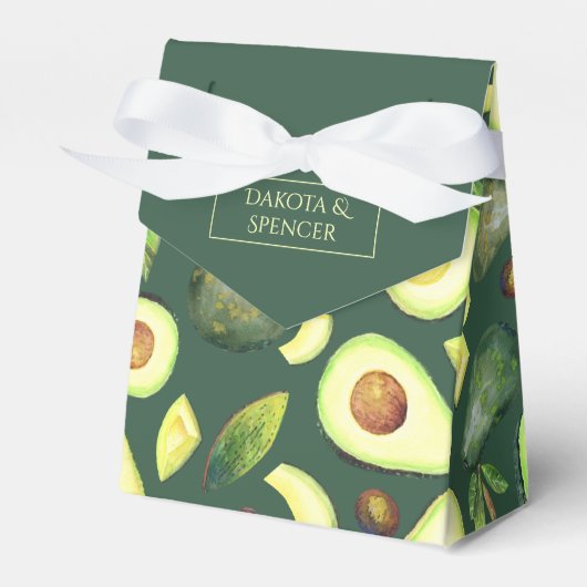 Avocado Blüten | Dunkelgrünes rustikales Fruchtmus Geschenkschachtel (Vorderseite)