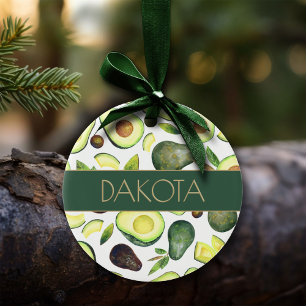 Avocado Blüten   Dunkelgrünes rustikales Fruchtmus Keramik Ornament