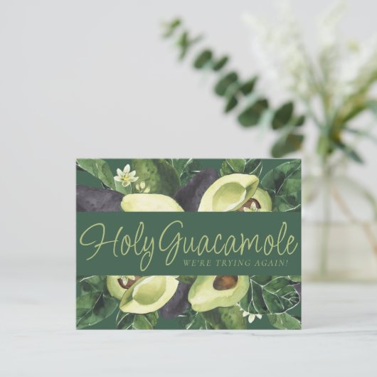 Avocado Blüten | Punny Rustic New Wedding Date Postkarte (Stehend Vorderseite)