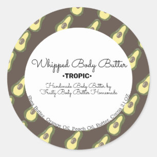 Avocado Body Butter Bad-Branding-Verpackung Runder Aufkleber
