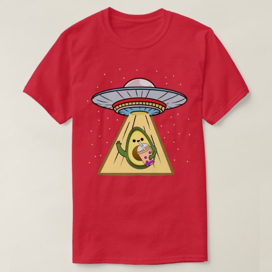 Avocado Bubble Tea Ufo Entführung T-Shirt (Design vorne)