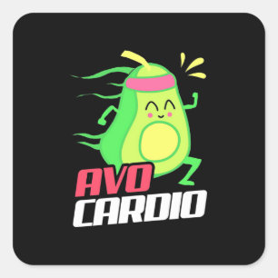 Avocado Cardio Übung Quadratischer Aufkleber