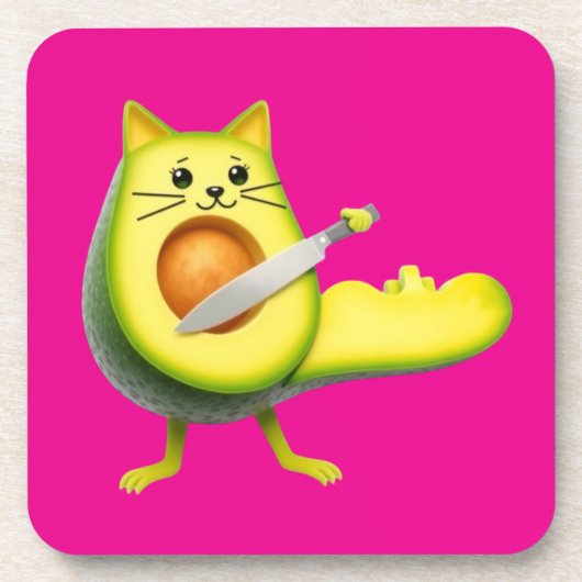 Avocado Cat Kitty Getränkeuntersetzer (Vorderseite)