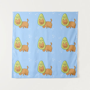 Avocado Cat Tapestry Wandteppich