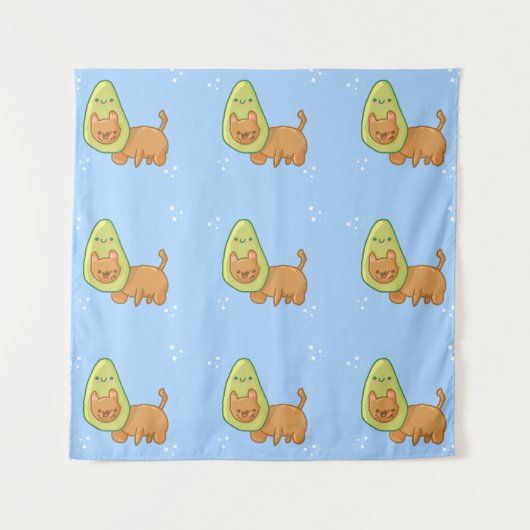 Avocado Cat Tapestry Wandteppich (Vorderseite)