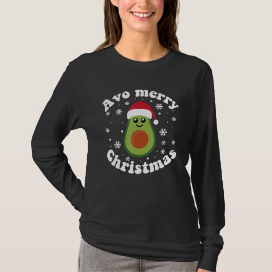 Avocado Christmas Avo Merry Karierte Weihnachtsman T-Shirt (Vorderseite)