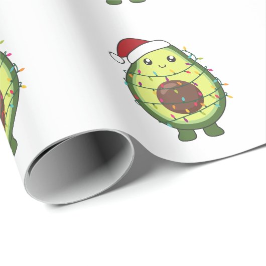 Avocado Christmas Lights Funny Avocados Geschenkpapier (Rolleneckpunkt)