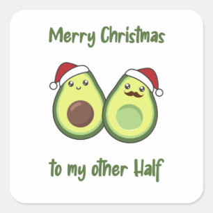 Avocado Christmas Lights Funny Avocados Quadratischer Aufkleber