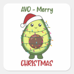 Avocado Christmas Lights Funny Avocados Quadratischer Aufkleber
