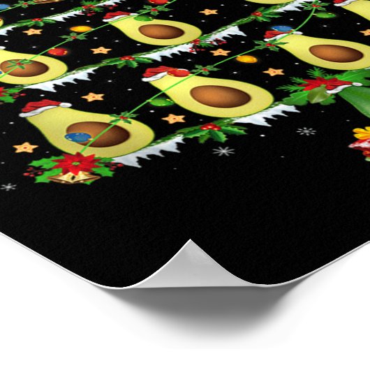 Avocado Christmas Tree Lights Funny Avocado Xmas T Poster (Ecke)