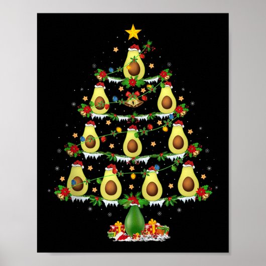 Avocado Christmas Tree Lights Funny Avocado Xmas T Poster (Vorne)