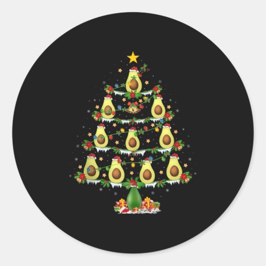 Avocado Christmas Tree Lights Funny Avocado Xmas T Runder Aufkleber (Vorderseite)