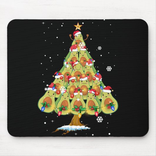 Avocado Christmas Tree Santa ELF Avocado Lover Mousepad (Vorne)