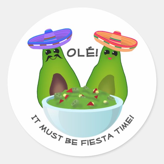 Avocado Couple und Guacamole Runder Aufkleber (Vorderseite)