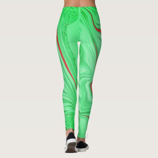 Avocado-Creme mit rotem oder korallengewölbtem Sch Leggings (Rückseite)