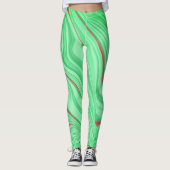 Avocado-Creme mit rotem oder korallengewölbtem Sch Leggings (Vorderseite)