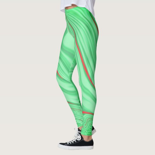Avocado-Creme mit rotem oder korallengewölbtem Sch Leggings (Links)