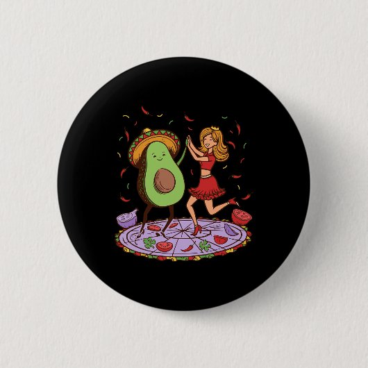 Avocado Dancing Salsa Cinco De Mayo Mexican Avocad Button (Vorderseite)
