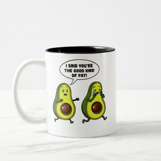 Avocado der gute feine Vegane Witz Zweifarbige Tasse (Links)
