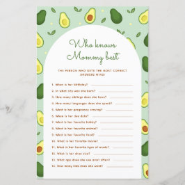 Avocado, der Mommy Best Baby Shower Game kennt