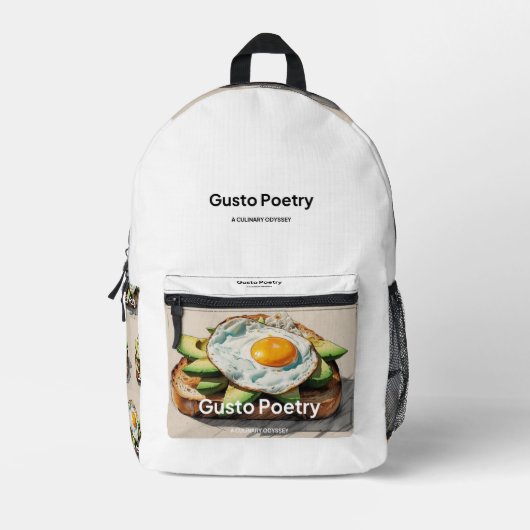 Avocado & Egg Toast Gusto Poesie Bedruckter Rucksack (Vorderseite)