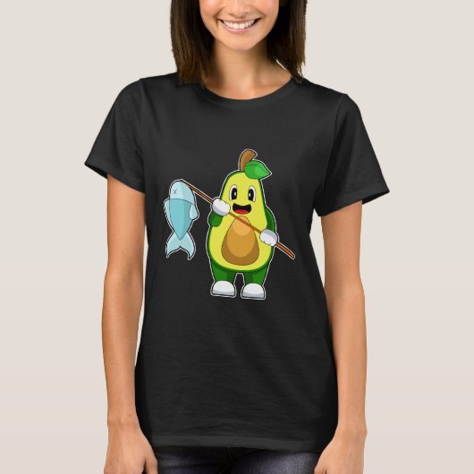 Avocado Fisher Angelrute T-Shirt (Vorderseite)